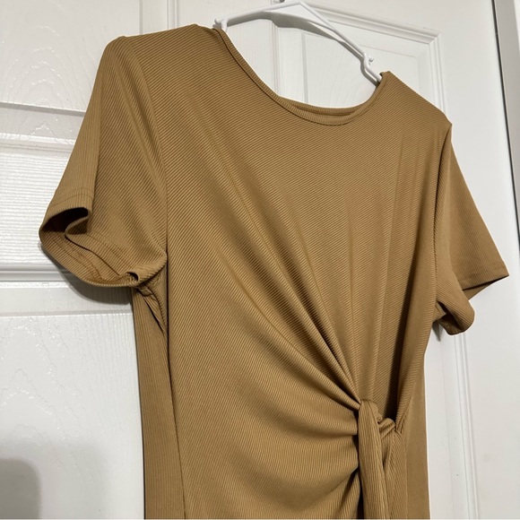 Brown midi dress with short sleeves and side slit NWT - Picture 4 of 4